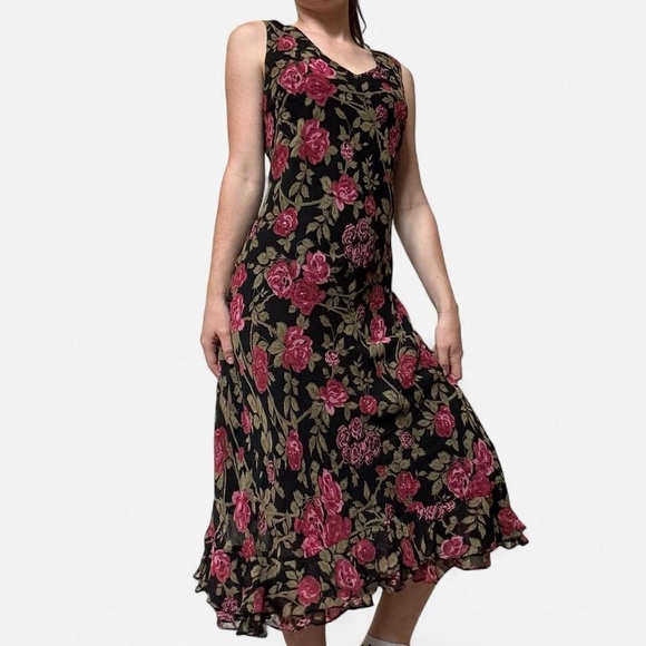 Paradise East Vintage 90s beaded rose dress with sequins - Picture 3 of 7